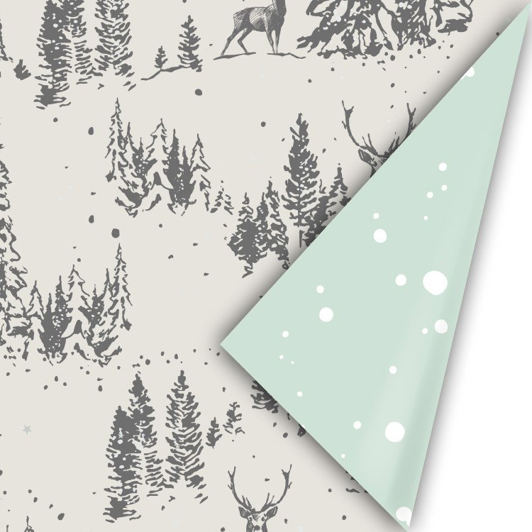 inpakpapier reindeer forest, kadopapier winter, kadopapier kerst, inpakken