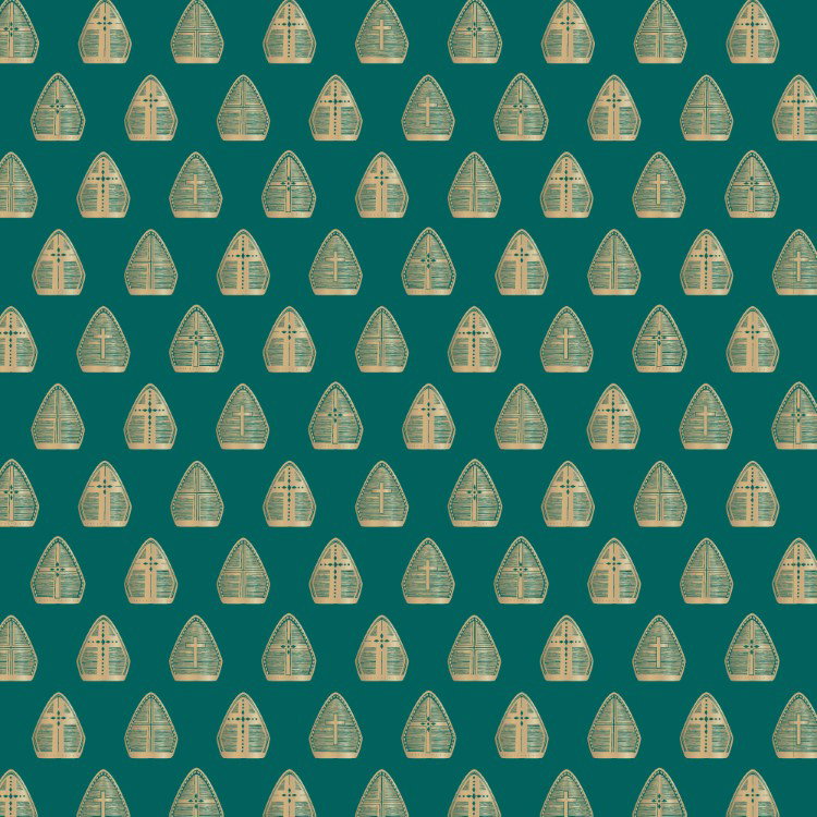 inpakpapier Sint mijter blue, inpakpapier sinterklaas mijter, kadopapier, inpakken sinterklaas