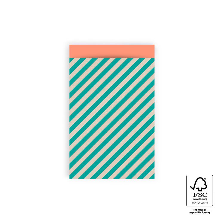 kadozakje stripe turquoise, kadozakje gestreept, inpakken