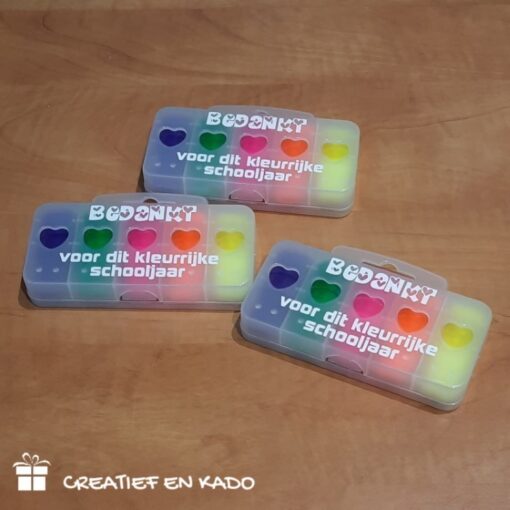 doosje mini markers juf, kado leerkracht, bedankt voor het kleurrijke schooljaar