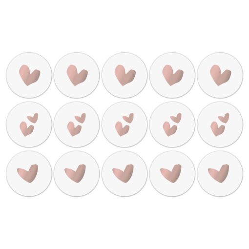 Kadostickers solo hearts rosegoud, sluitstickers hartjes, inpakken