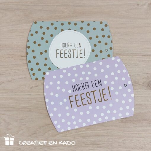 gondeldoosje hoera een feestje, inpakken, kadodoosje feest