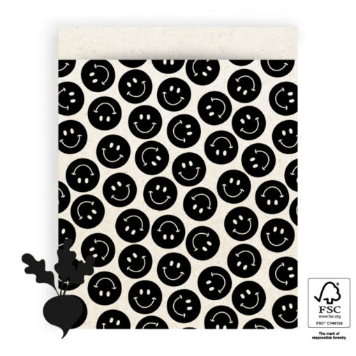 kadozakje smiley, inpakken, kadopapier,