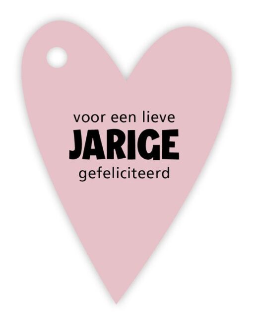 kadolabel voor een lieve jarige, kadolabel hart, inpakken verjaardag