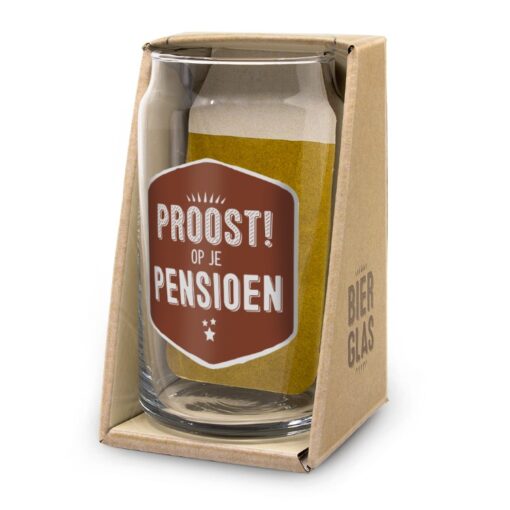 bierglas pensioen, bierglas proost op je pensioen, kado pensioen