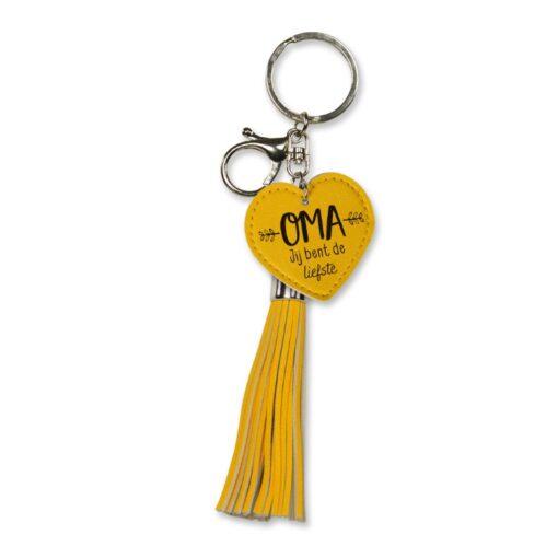 tassel sleutelhanger oma, kado oma, oma jij bent de liefste, leren sleutelhanger