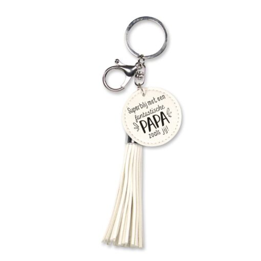 tassel sleutelhanger papa, superblij met een fantastische papa zoals jij, leren sleutelhanger