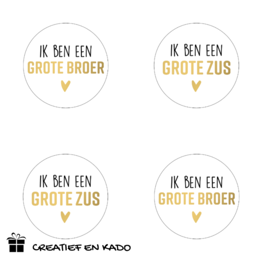 kadosticker ik ben een grote broer/zus, ik ben een grote zus sticker, ik ben een grote broer sticker, baby geboren, inpakken