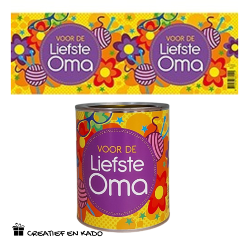 bliklabel liefste oma, snoepblik oma, kado oma, Moederdag