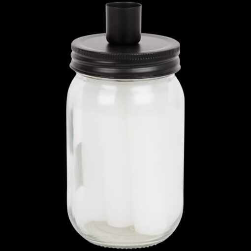 dinerkaarsen in glazen pot