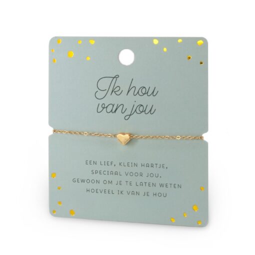 hart armband ik hou van jou. hart armband goud, Ik hou van jou. Een lief, klein hartje, speciaal voor jou. Gewoon om je te laten weten hoeveel ik van je hou., ik heb je lief armbandje
