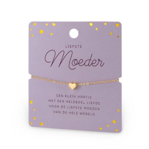 hart armband moeder, hart armband goud, ik heb je lief armbandje, kado moederdag