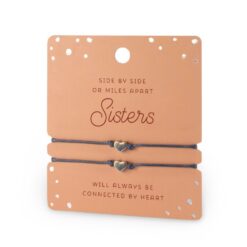 hart armband sisters, vriendschapsarmband, ik heb je lief armbandjes, Side by side or miles apart. Sisters will always be connected by heart.
