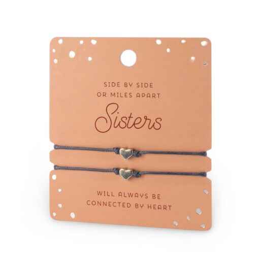 hart armband sisters, vriendschapsarmband, ik heb je lief armbandjes, Side by side or miles apart. Sisters will always be connected by heart.