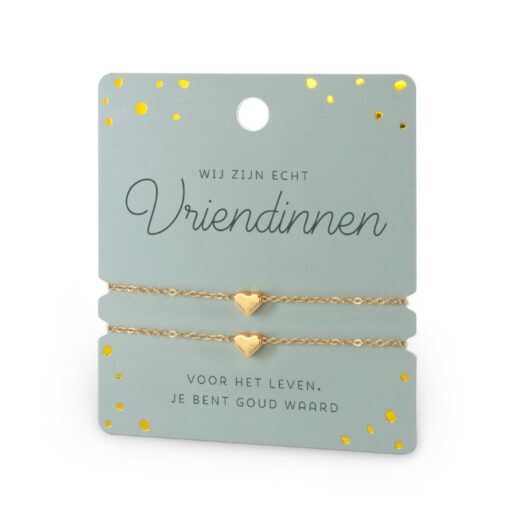 hart armband vriendinnen, hart armband goud, ik heb je lief armbandje, wij zijn echt vriendinnen voor het leven. Je bent goud waard.