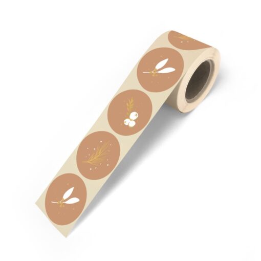 kadostickers let's decorate caramel, sluitstickers, inpakken kerstmis