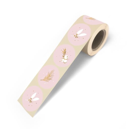 kadostickers let's decorate roze, sluitstickers kerst, inpakken kerstmis