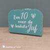 koffertje een 10 voor de leukste juf, kado koffertje juf, kado juf, kinderkoffertje mint