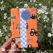inpakpapier traffic fluor oranje, inpakken, verjaardag kind, kadopapier voertuigen, brandrep Noor (2)