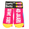 funny socks 40 jaar ouwe sok, grappige sokken, sokken met humor