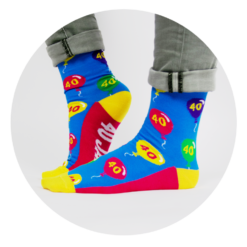 funny socks 40 jaar ouwe sok, grappige sokken, sokken met humor