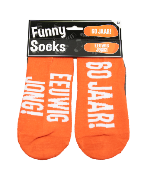 funny socks 60 jaar eeuwig jong, sokken 60 jaar, kado man, sokken met humor