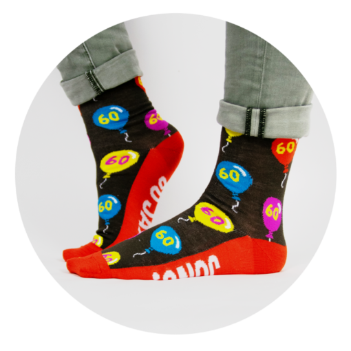 funny socks 60 jaar eeuwig jong, sokken 60 jaar, kado man, sokken met humor