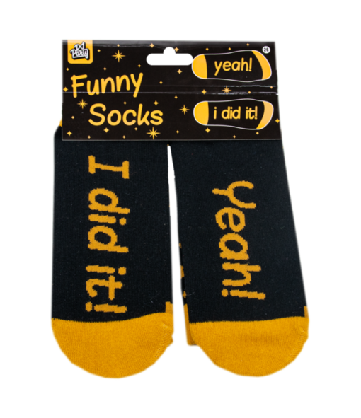funny socks Yeah i dit it, sokken geslaagd