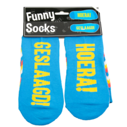 funny socks hoera geslaagd, kado diploma, examen kado