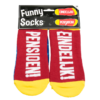 funny socks eindelijk pensioen, sokken pensioen, kado stoppen met werken, pensioen leeftijd
