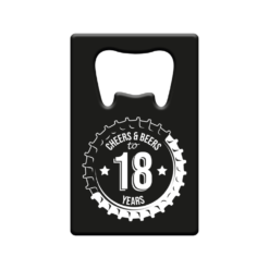 metalen bieropener 18 jaar, metal beer openers, kado verjaardag man