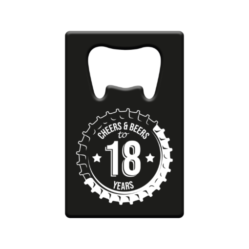 metalen bieropener 18 jaar, metal beer openers, kado verjaardag man