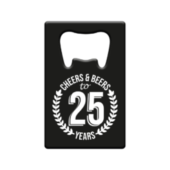 metalen bieropener 25 jaar, metal beer openers, kado verjaardag man