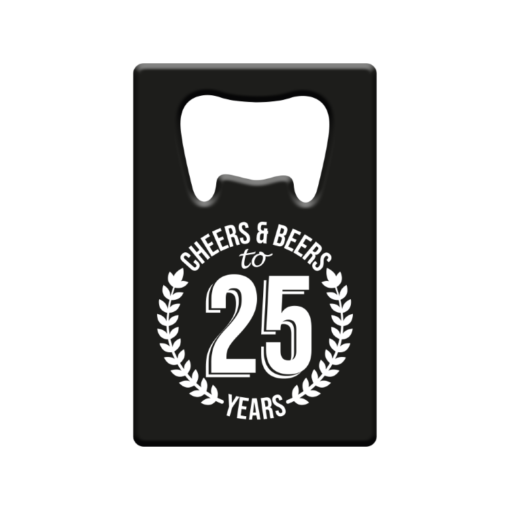 metalen bieropener 25 jaar, metal beer openers, kado verjaardag man