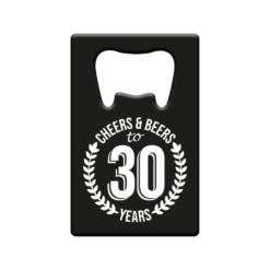 metalen bieropener 30 jaar, metal beer openers, kado verjaardag man