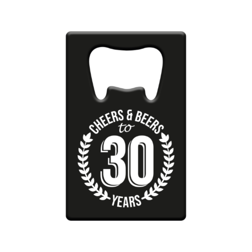 metalen bieropener 30 jaar, metal beer openers, kado verjaardag man