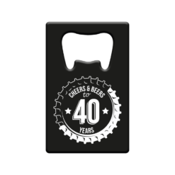 metalen bieropener 40 jaar, metal beer openers, kado verjaardag man