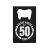 metalen bieropener 50 jaar, metal beer openers, kado verjaardag man