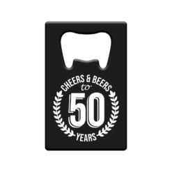 metalen bieropener 50 jaar, metal beer openers, kado verjaardag man