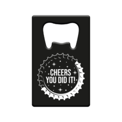 metalen bieropener you did it, zwarte bieropener cheers you did it, kado geslaagd