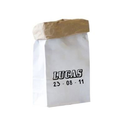 Paperbag naam + geboortedatum Lucas