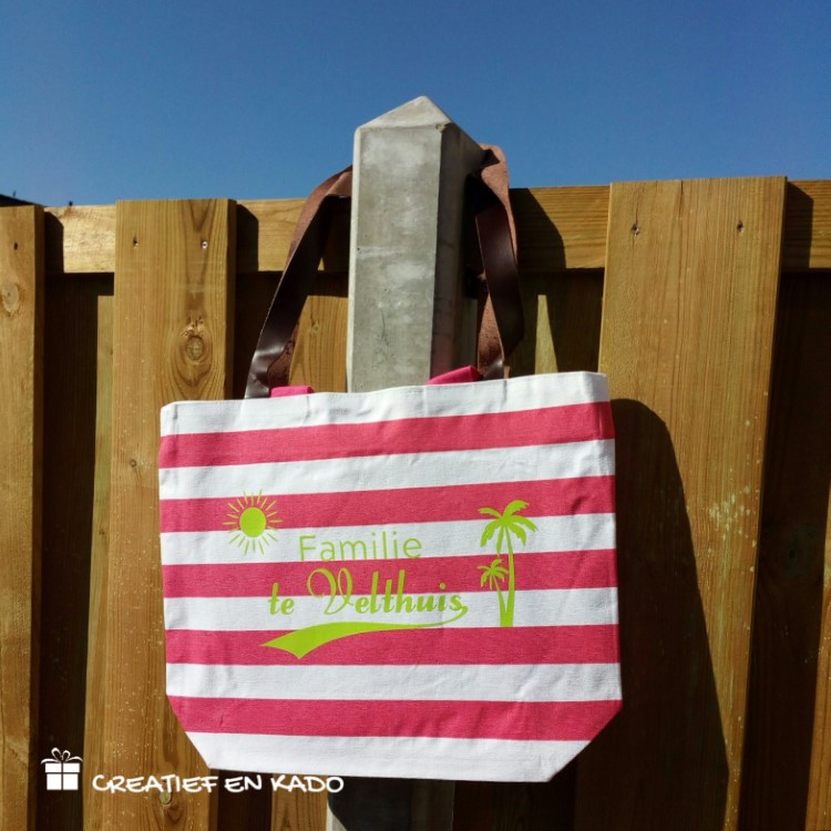 strandtas met naam, tas bedrukt, vakantie