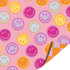 inpakpapier smiley pink, kadopapier smileys, inpakken