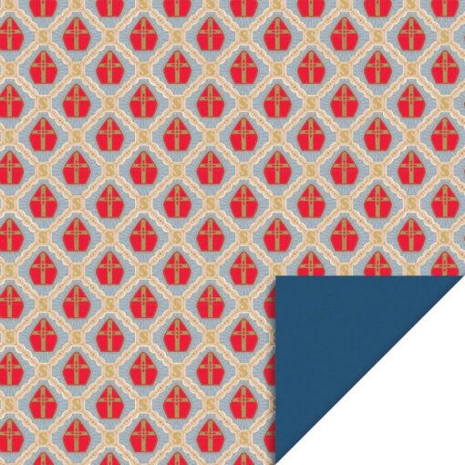 inpakpapier rode mijter sint, inpakpapier mijter, kadopapier sinterklaas, inpakken