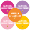 kadostickers hartelijk gefeliciteerd hartje, sluitstickers gefeliciteerd roze-paars serie, inpakken verjaardag