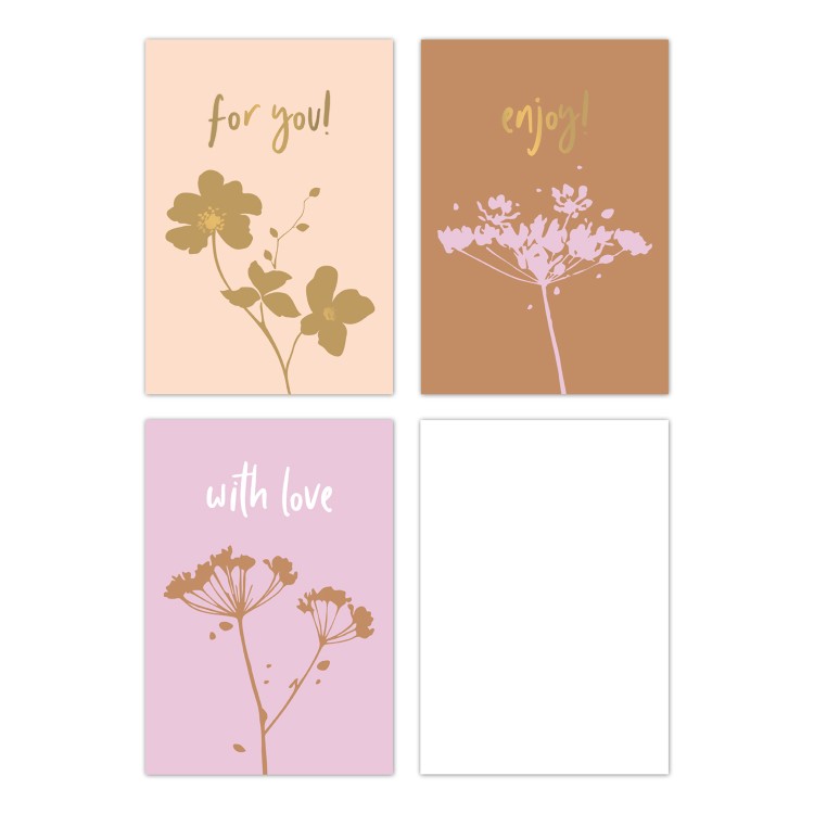 mini kaartjes fall flowers, kado kaartjes herfst bloemen, inpakken