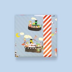 sint inpakpapier pakjesboot blue- stripes red, inpakken