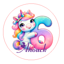 traktatie stickers eenhoorn met naam en verjaardag cijfer, eenhoorn stickers, eenhoorn traktatie, eenhoorn 6 jaar
