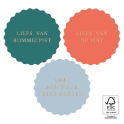 kadostickers sint liefs goud, 3 stuks groen serie, inpakken sinterklaas,