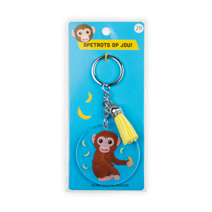 acryl sleutelhanger aap verpakking